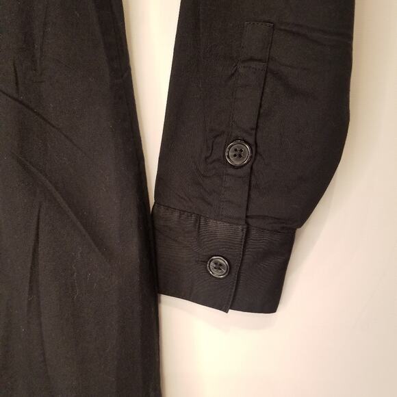 The Limited Black Button Front Skater Dress Collared Long Sleeve Size 0 - Picture 8 of 13